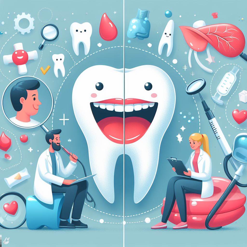 Infografika ilustrująca związek między zdrowiem jamy ustnej a ogólnym zdrowiem, prezentowana przez Gabinet Stomatologiczny i Ginekologiczny Moje Ząbki.
