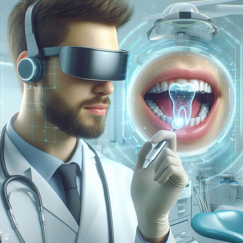 Nowoczesne technologie stomatologiczne prezentowane na obrazku
