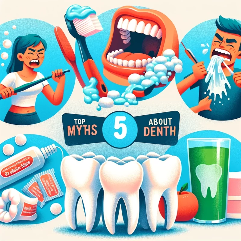Infografika przedstawiająca 5 mitów stomatologicznych w Gabinetach Stomatologicznych i Ginekologicznych Moje Ząbki.